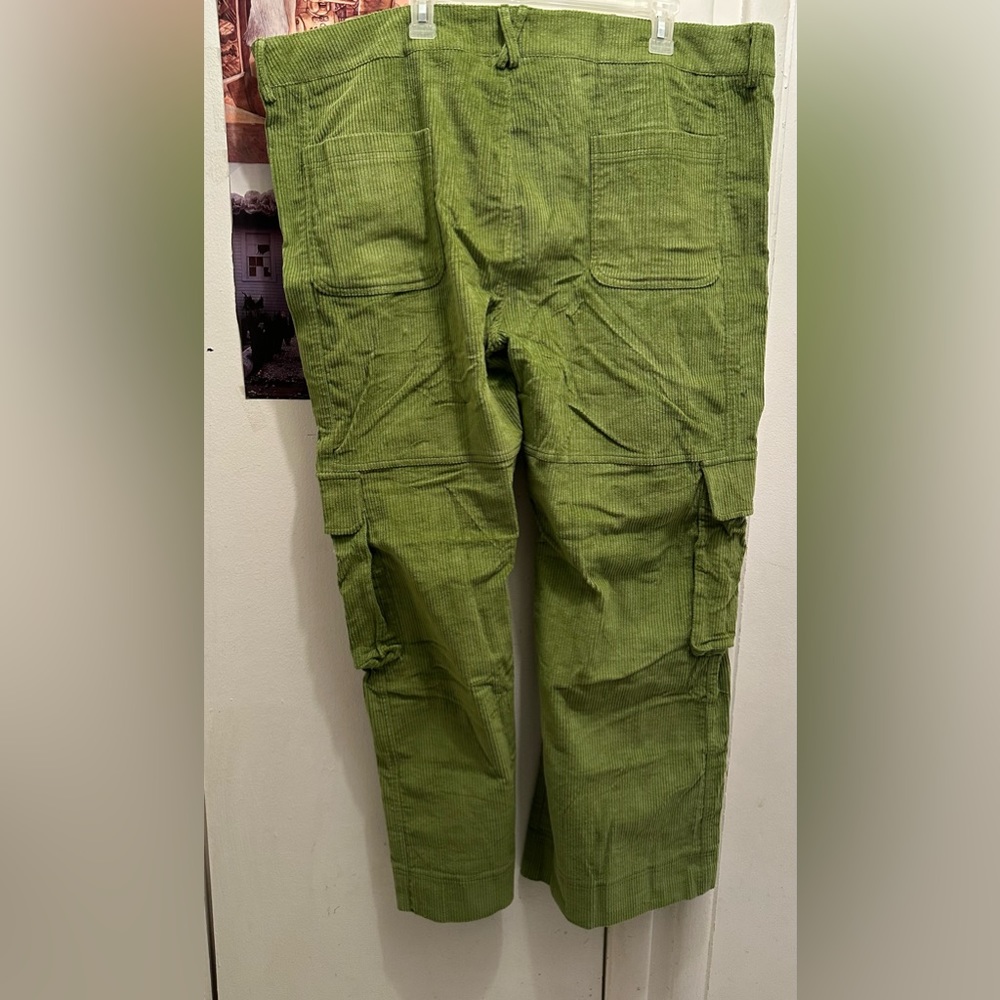 deLiAs for Dolls Kill green corduroy wide legged cargo pants